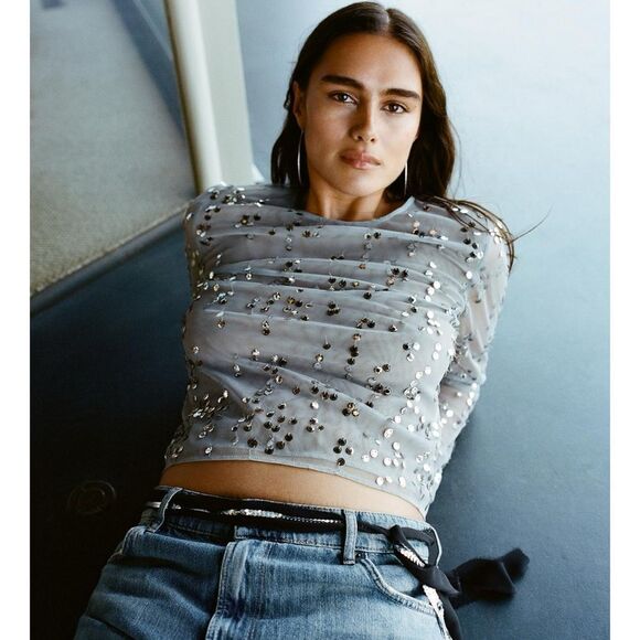 Zara sequin tulle top - Picture 1 of 6